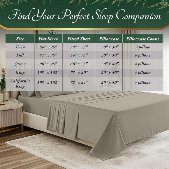 2- NIB Bamboo Sheets Queen Size 6 pcs-Ultra Soft & Luxuriously Cooling, 17" Deep - Picture 7 of 8